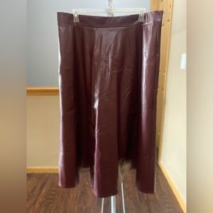 Faux leather ox blood full maxi skirt